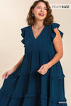 Plus Flutter Tier Midi Dress