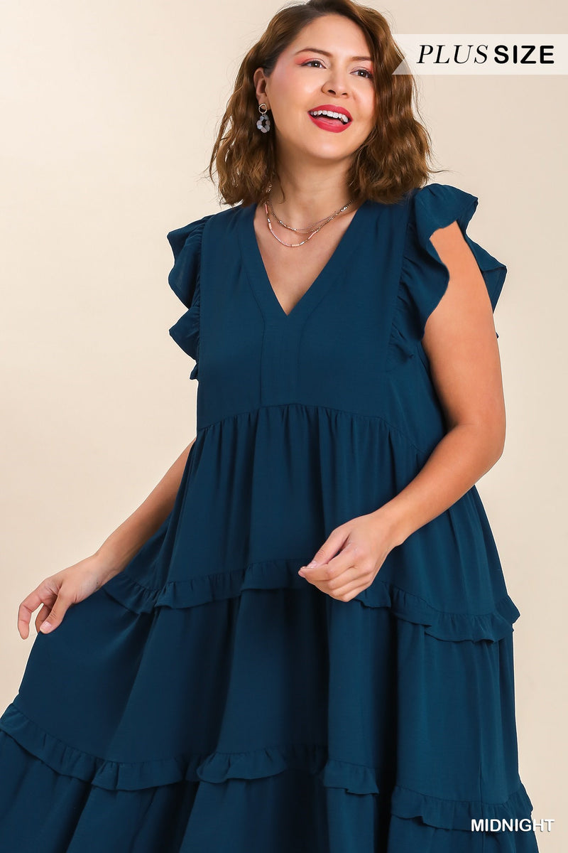 Plus Flutter Tier Midi Dress