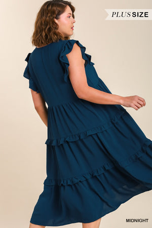 Plus Flutter Tier Midi Dress