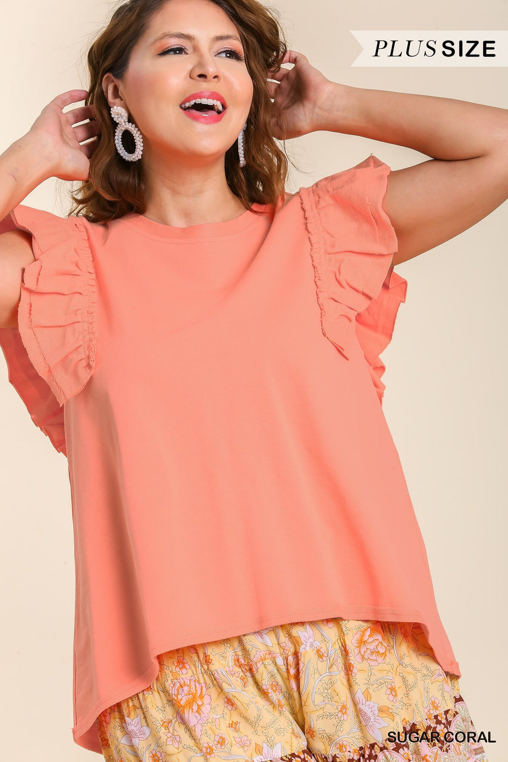 Plus French Terry Ruffle Top