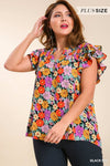 Plus Smock Yoke Floral Top