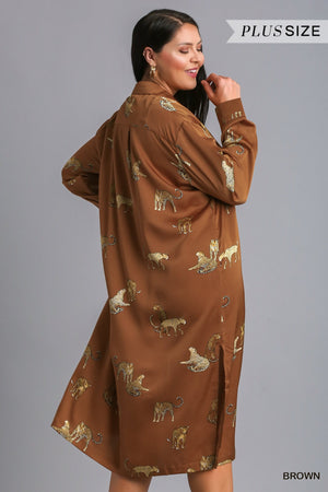 Plus Animal Button Midi Cardigan Dress Free Souls Boutique Plus Animal Button Midi Cardigan Dress Free Souls Boutique