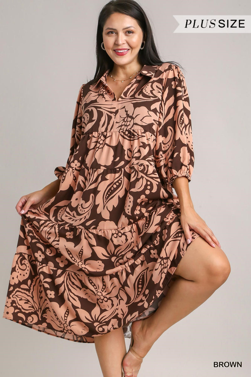 Plus Two Tone Floral Maxi Dress