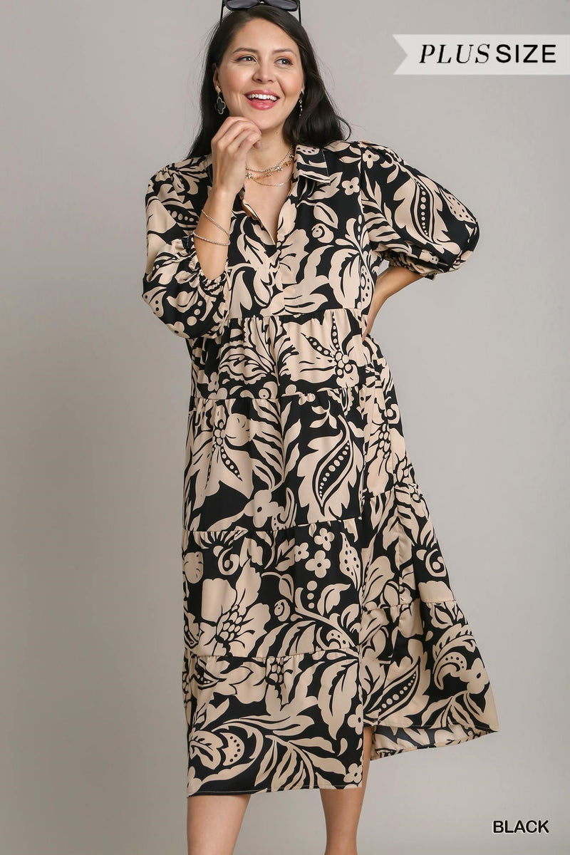 Plus Two Tone Floral Maxi Dress