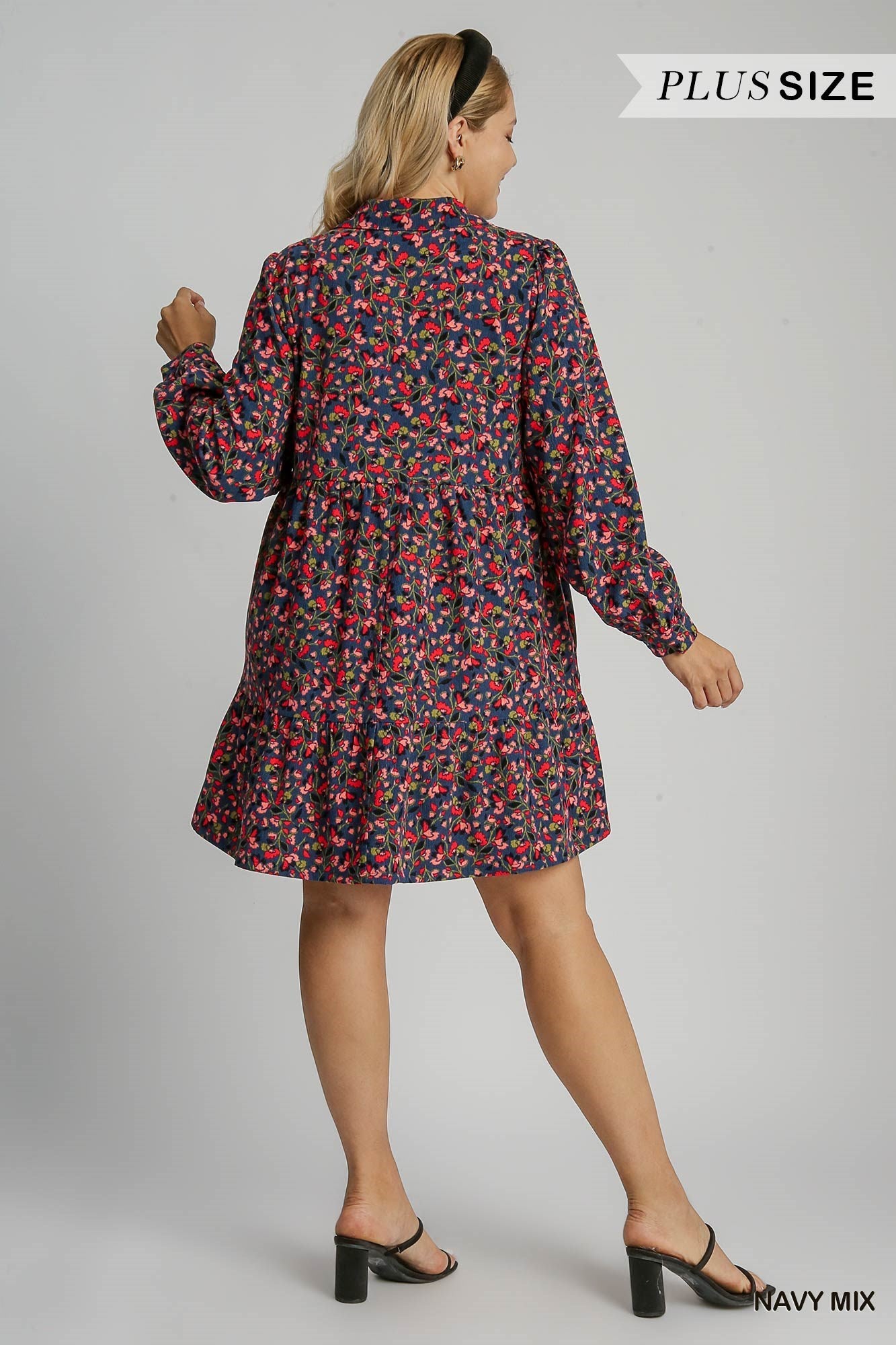 Plus Floral Collar Babydoll Dress Plus Floral Collar Babydoll Dress
