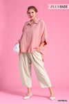 Plus Linen Fray Pocket Crop Pants