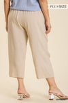 Plus Linen Fray Pocket Crop Pants