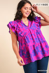 Plus Layer Ruffle Print Top