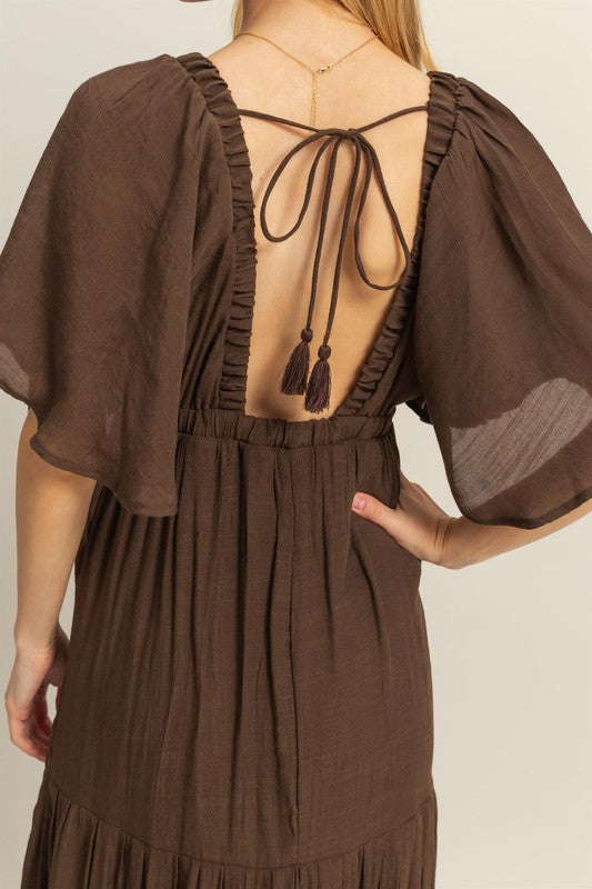 Deep V Flowy Sleeves Maxi Dress Free Souls Boutique Deep V Flowy Sleeves Maxi Dress Free Souls Boutique