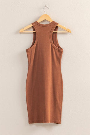 Acid Washed Rib Mini Dress