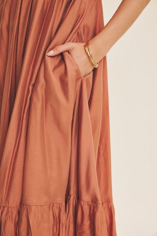 Ruched Bust New Babydoll Midi Dress