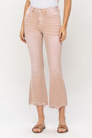 Raw Hem Crop Flare Jeans