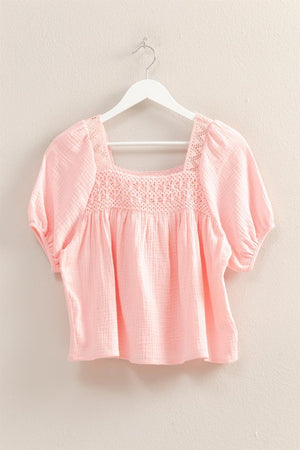 Crochet Trim Peasant Top