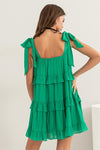 Tie Shoulder Ruffle Layer Dress