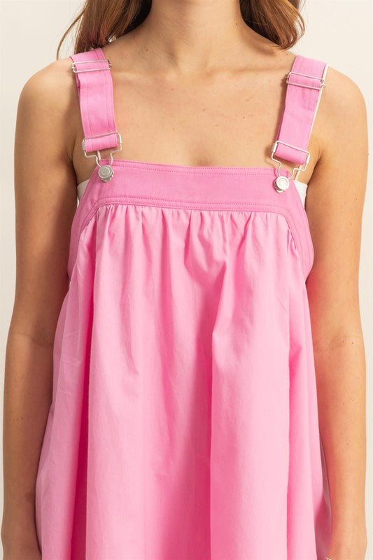 Flowy Gathered Overall Mini Dress Flowy Gathered Overall Mini Dress
