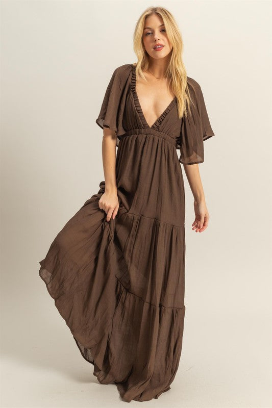 Deep V Flowy Sleeves Maxi Dress Free Souls Boutique Deep V Flowy Sleeves Maxi Dress Free Souls Boutique