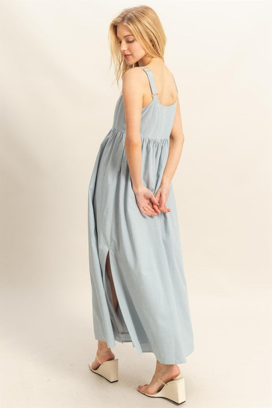 Square Neck Fit & Flare Midi Dress Medium / Blue Square Neck Fit & Flare Midi Dress Medium / Blue