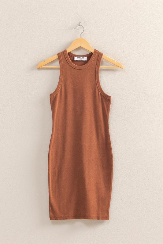 Acid Washed Rib Mini Dress