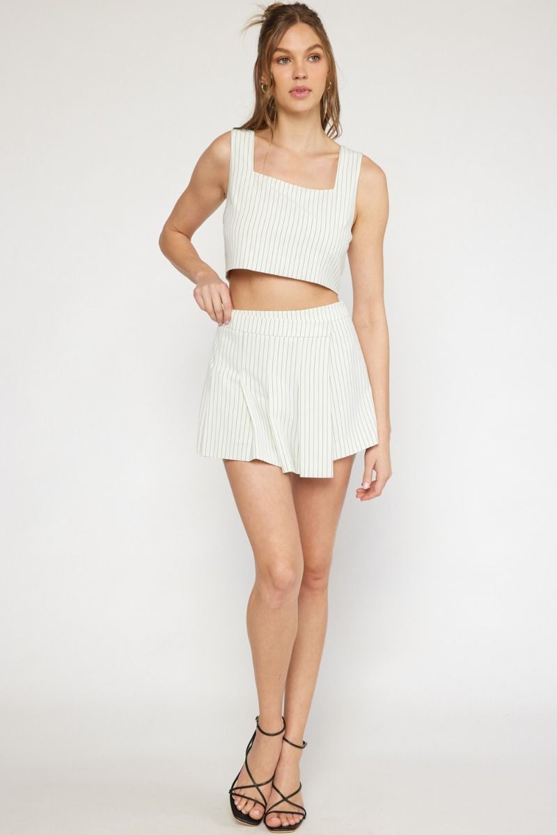 Pinstripe Asymm Skort