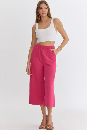 Textured Wide Leg Pants