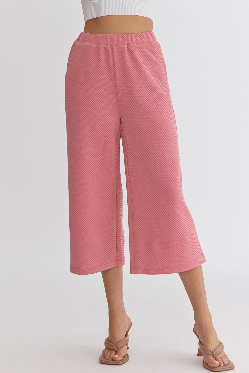 Textured Wide Leg Pants