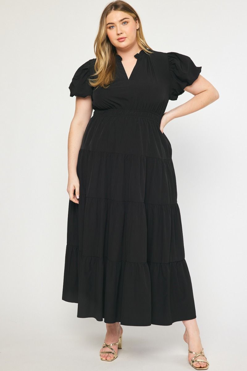 Plus Bubble Sleeve Tier Maxi Dress Free Souls Boutique Plus Bubble Sleeve Tier Maxi Dress Free Souls Boutique
