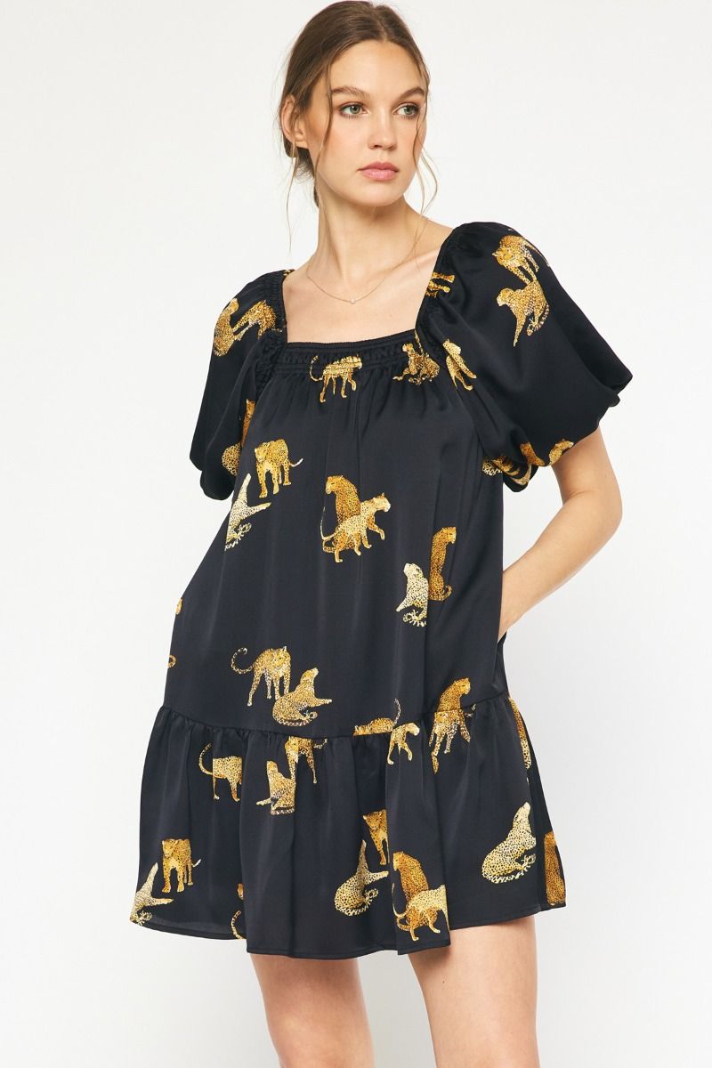 Leopard Square Neck Dress