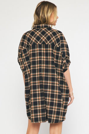 Oversized SS Flannel Shirt Dress