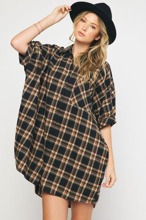 Oversized SS Flannel Shirt Dress