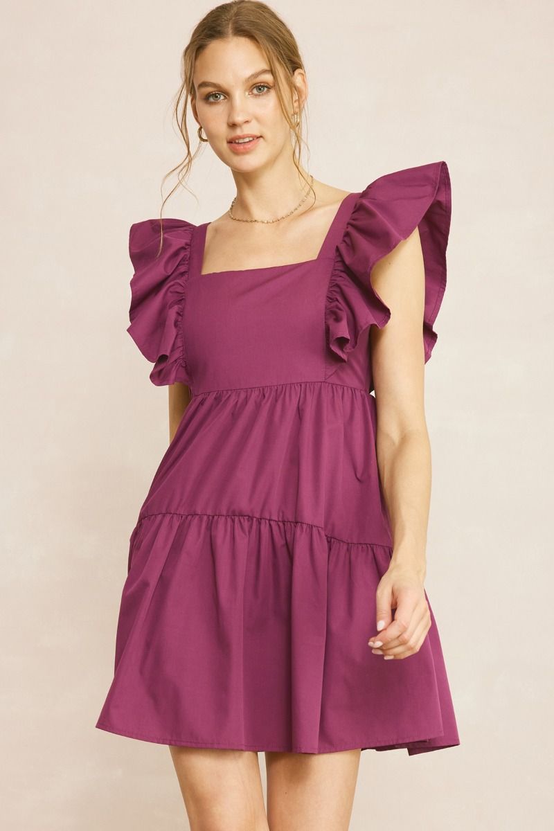 Square Neck Ruffle Babydoll Dress