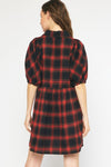 Plaid Puff Sleeve Dress