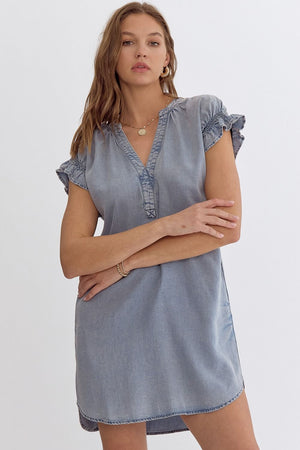 Elastic Back SS Denim Dress