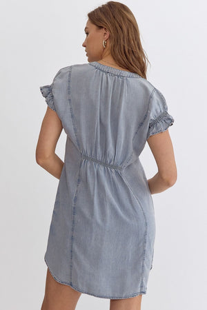 Elastic Back SS Denim Dress