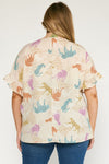 Plus Multi Cheetah Ruffle Sleeve Top