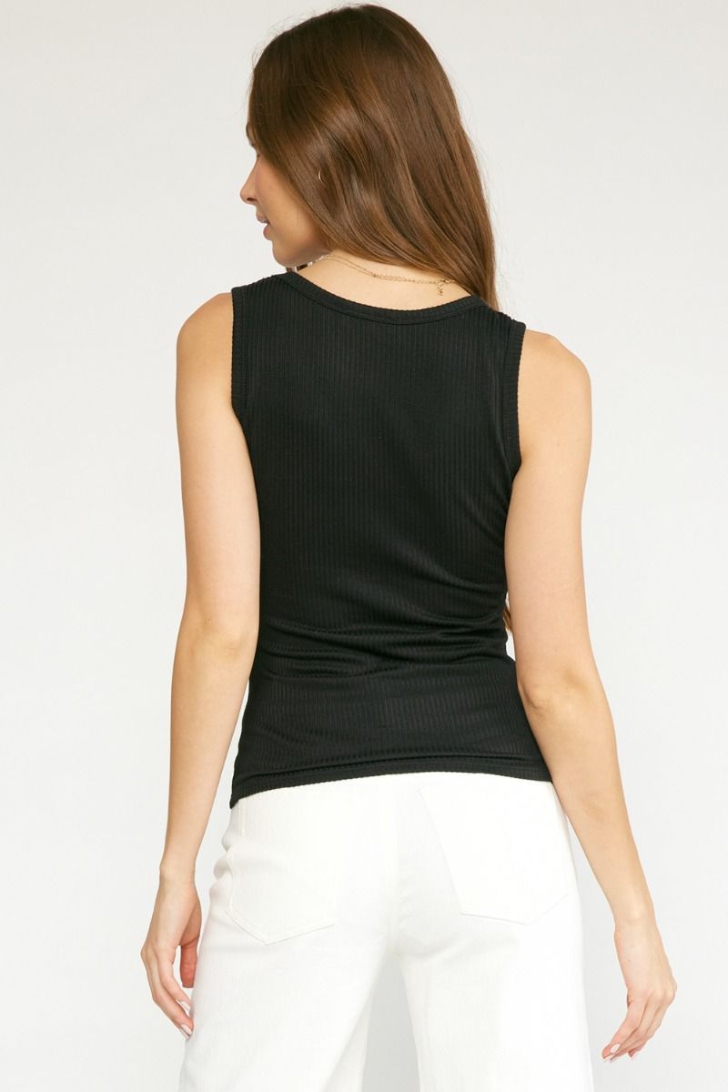 Ribbed Square Neck Tank Top