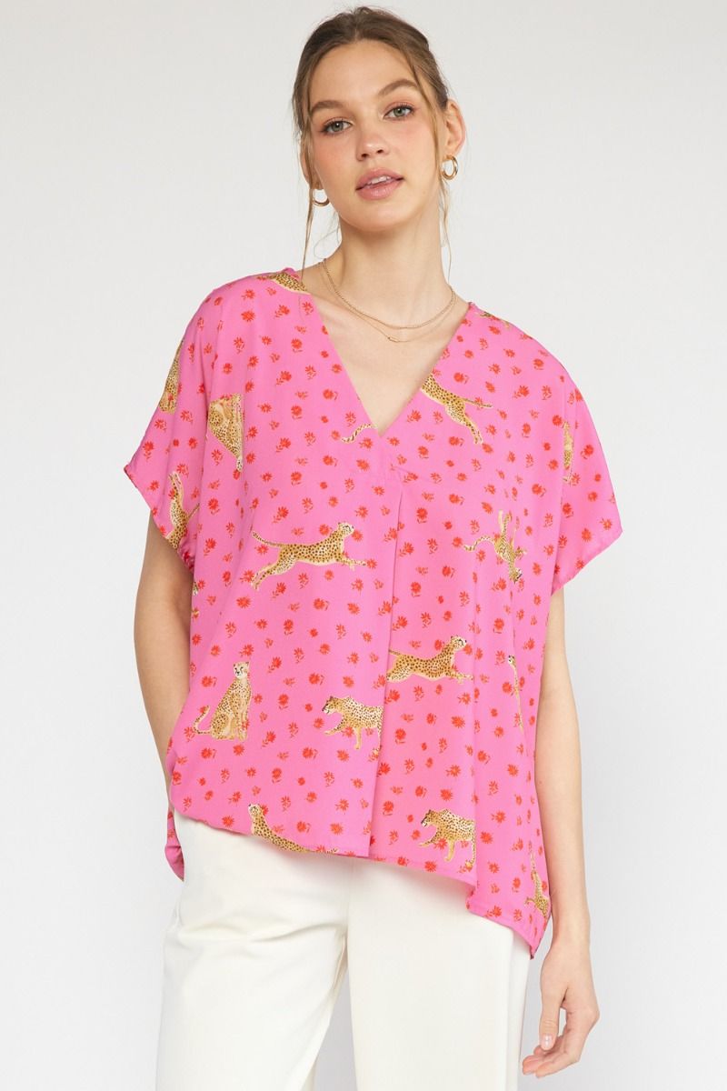 Cheetah Floral Dot Top