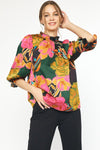 Floral Mock Ruffle Neck Top