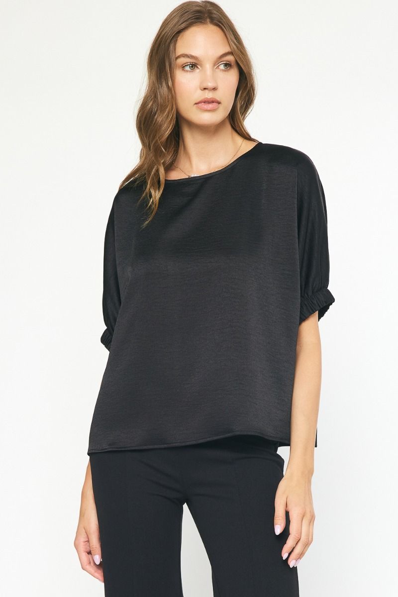 Solid Elastic Sleeve Top