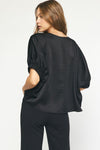 Solid Elastic Sleeve Top