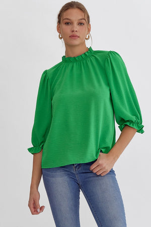 Half Sleeve Ruffle Neck Top