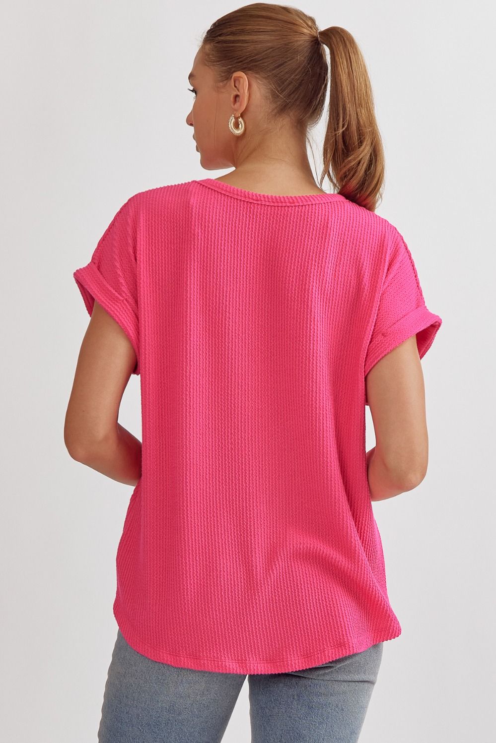 Round Neck Ribbed Top