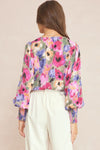 Floral Surplice Bodysuit Top
