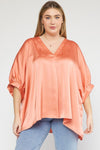 Plus Satin Half Sleeve Top