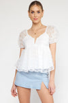3D Rosette Babydoll Top