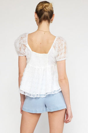 3D Rosette Babydoll Top