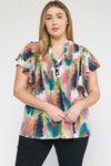 Plus Pintuck Print Top