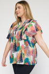 Plus Pintuck Print Top