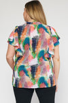 Plus Pintuck Print Top
