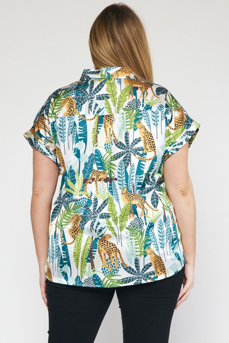 Plus Tropical Cheetah Top