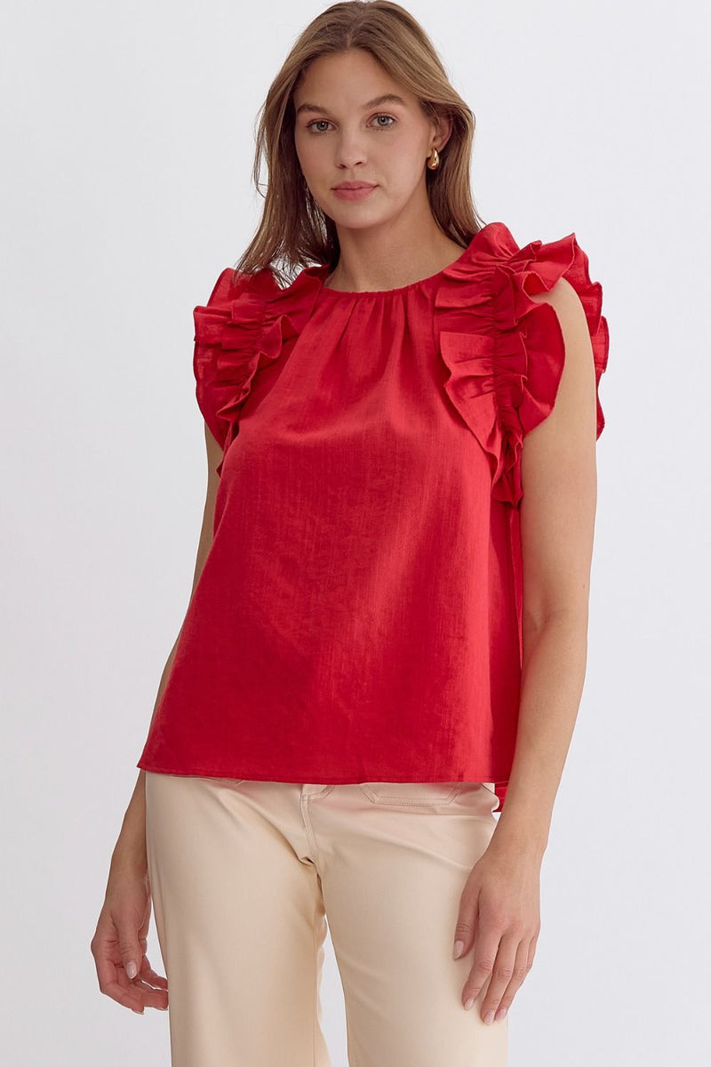 Extra Ruffle Sleeveless Top